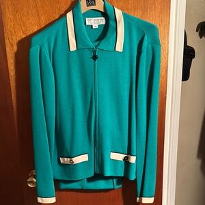 St. John Turquoise and Ivory Suit Jacket